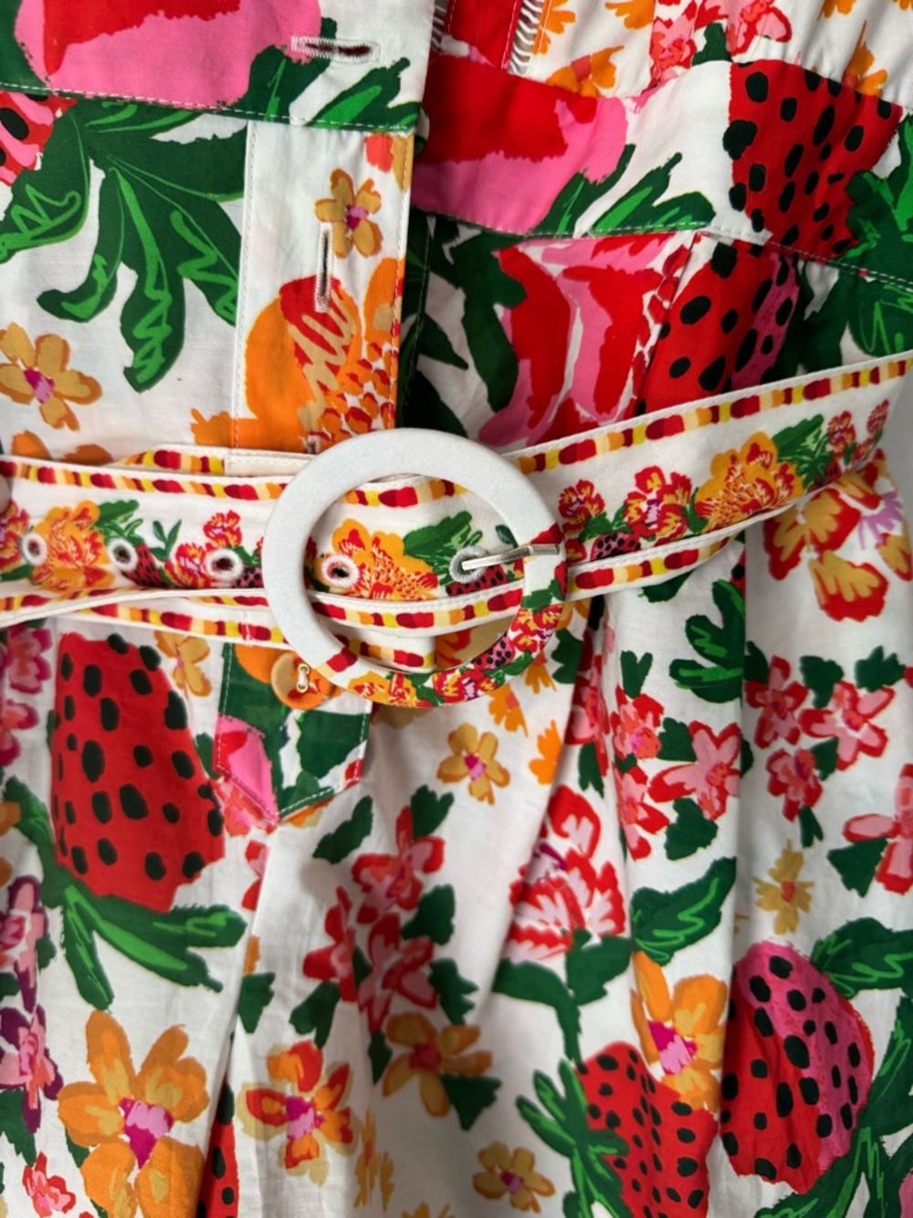 FARM Rio White Mini romper with Red Strawberry & Green Floral Print. Like NEW - Picture 5 of 5